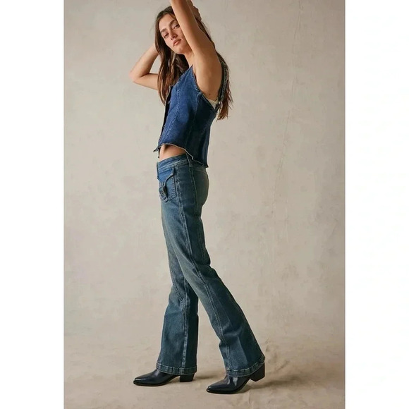 NWT Free People We The Free Love Stone Bootcut Flare Jeans Denim Blue 26 - Picture 5 of 16